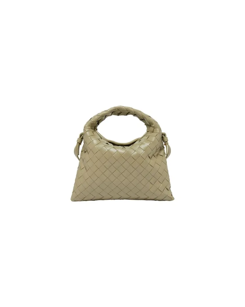 Bottega Veneta Lederrock aus Intrecciato Green