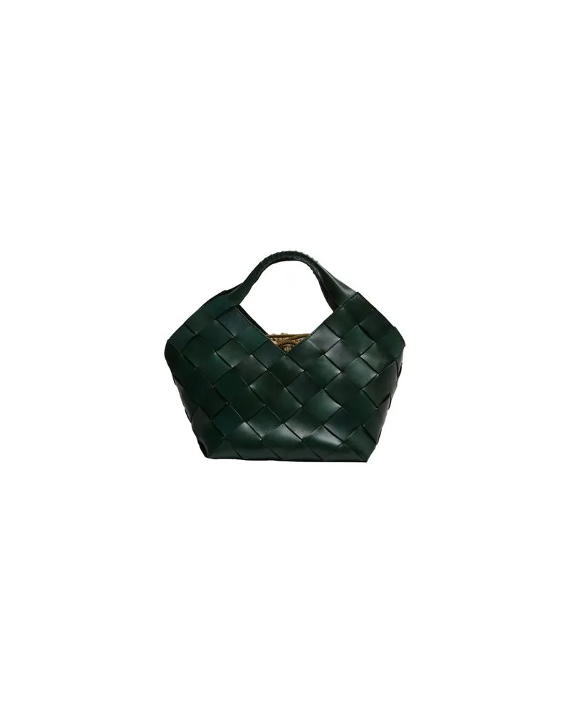 Bottega Veneta Lederrock aus Intrecciato Green