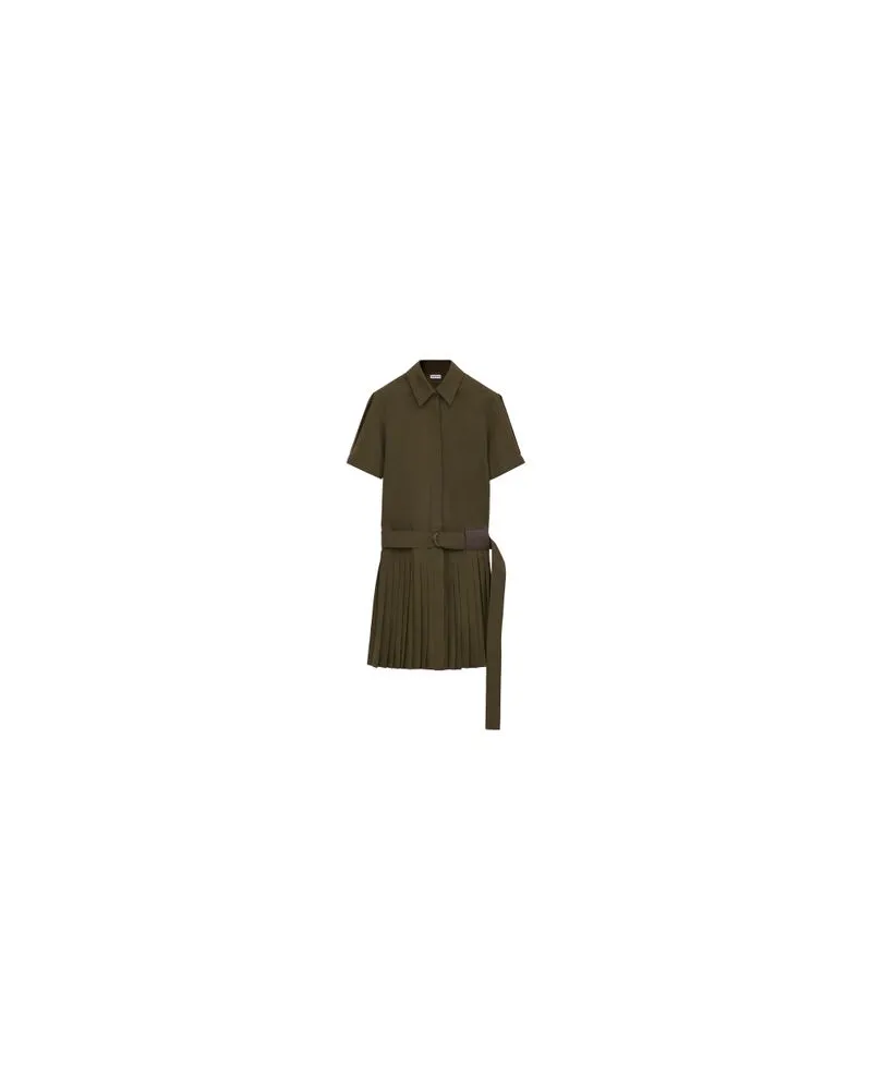 Bottega Veneta Lederrock aus Intrecciato Green