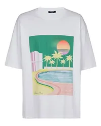 Balmain Weit geschnittenes T-Shirt mit Printmotiv Balmain Postcard White