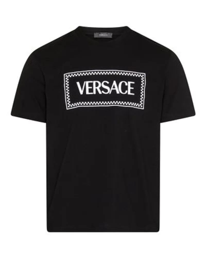 Versace Kurzarm-T-Shirt mit Logo Black