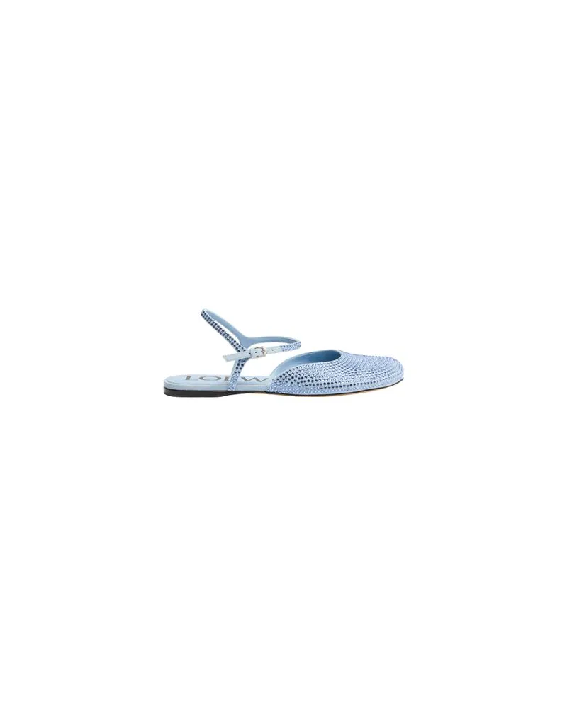 Loewe Ballerinas Toy Veloursleder mit Knöchelriemen und Strassverzierung Blue