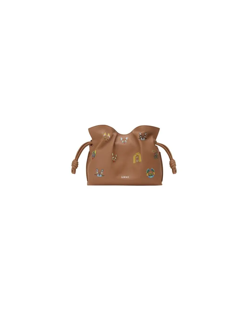 Loewe Cats mini Flamenco clutch in nappa calfskin Brown