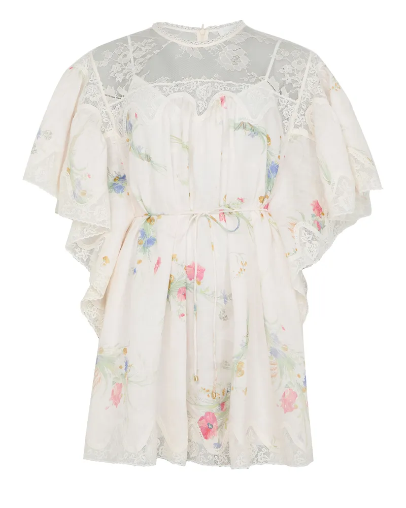 Zimmermann Minikleid Lucky mit Spitzenbesatz 