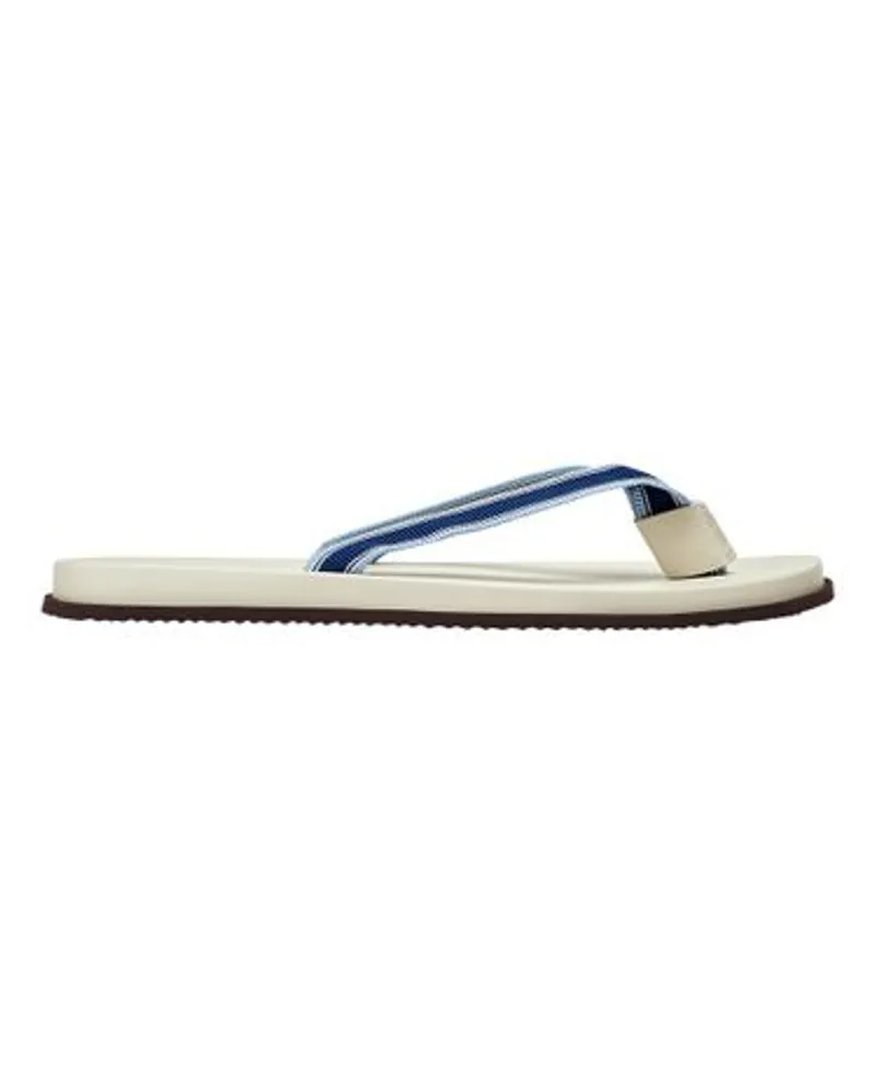 Brunello Cucinelli Flip-Flops mit grobkörnigen, gestreiften Riemen Blue