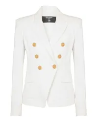 Balmain Jeansjacke mit 6 Knöpfen White