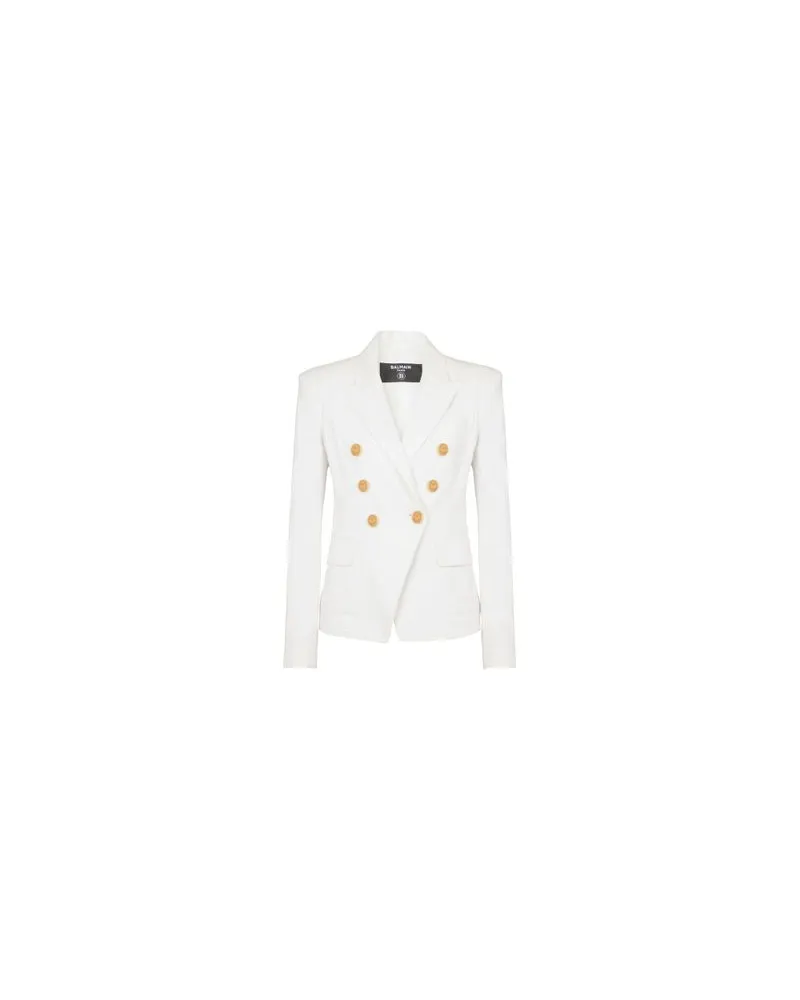 Balmain Jeansjacke mit 6 Knöpfen White