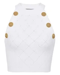 Balmain Gestricktes Tanktop 6 Knöpfe White