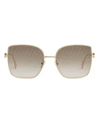 Fendi Eckige Baguette Brille Gold