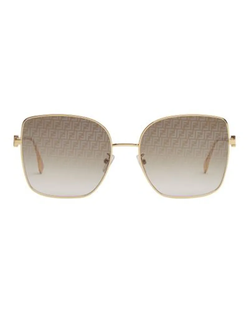 Fendi Eckige Baguette Brille Gold