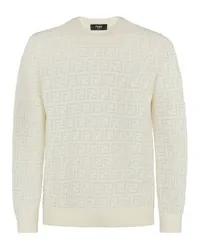 Fendi Pullover Aus Wolle Und Nylon White