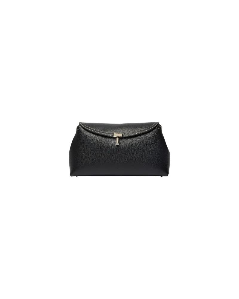 Totême Leder Clutch-Tasche T-Lock Black