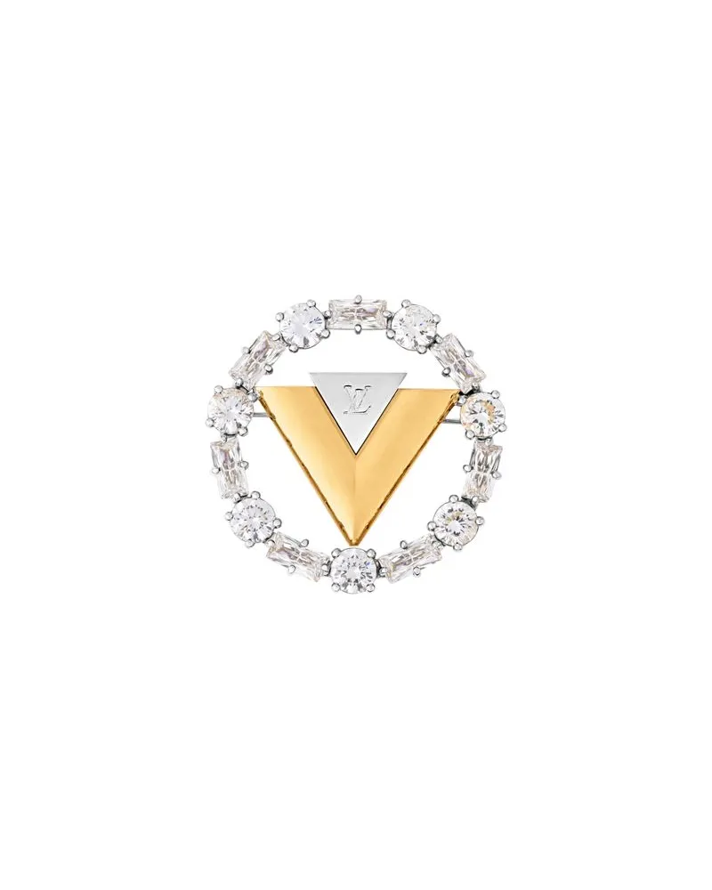 Louis Vuitton V for Vuitton Brooch Gold