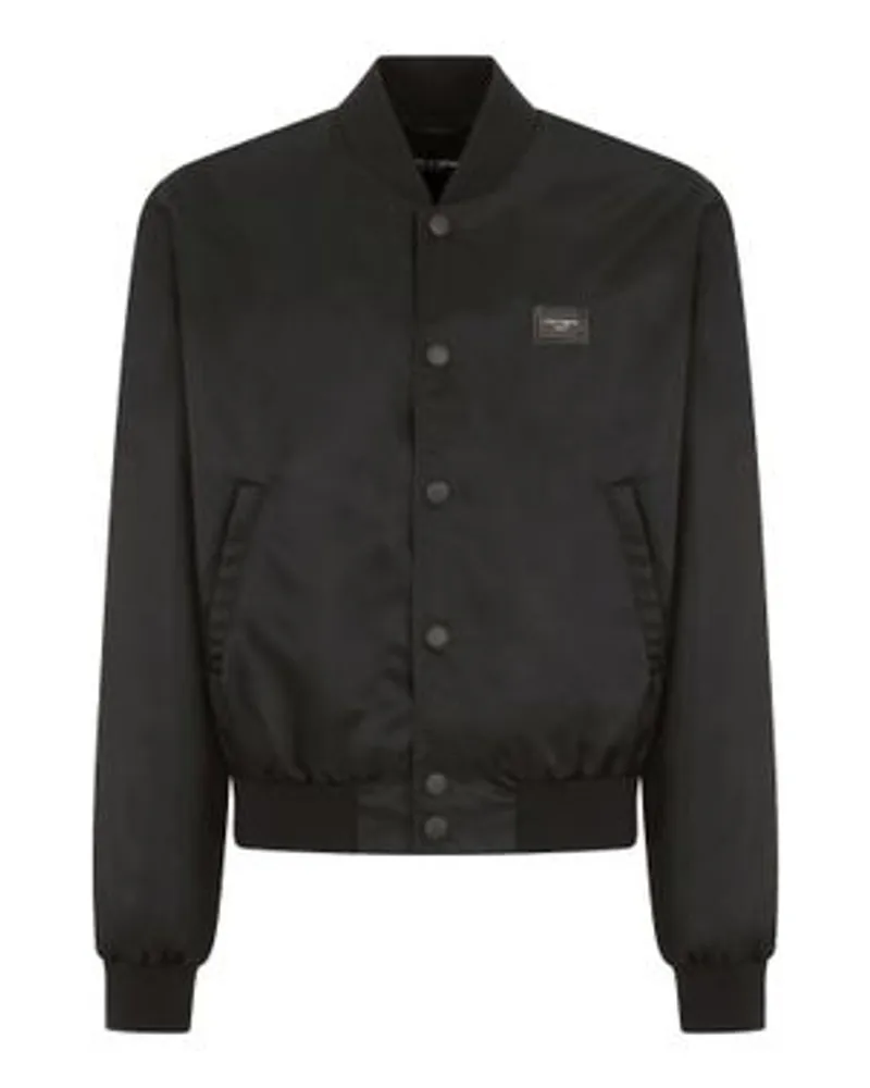 Dolce & Gabbana Nylonjacke mit Branding-Tag Black