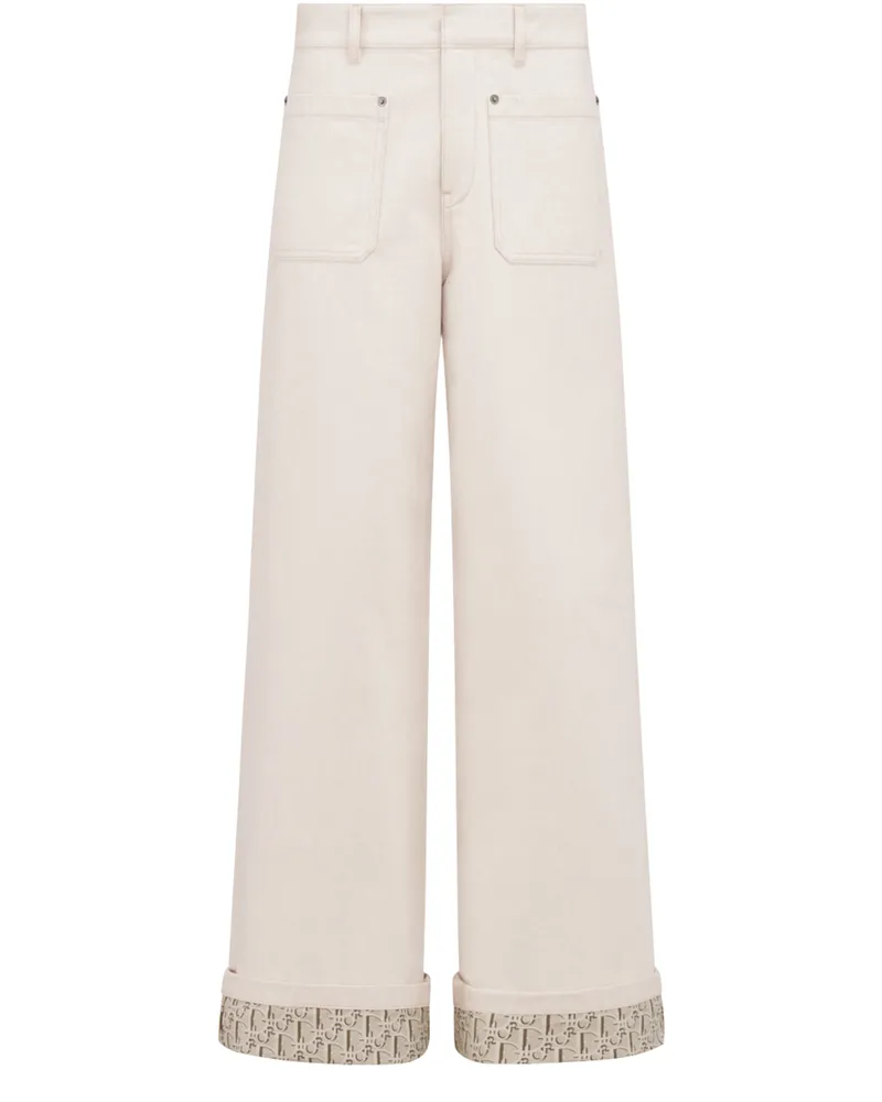 Dior Ausgestellte Jeans Baumwolldenim mit  Oblique Innenseite 