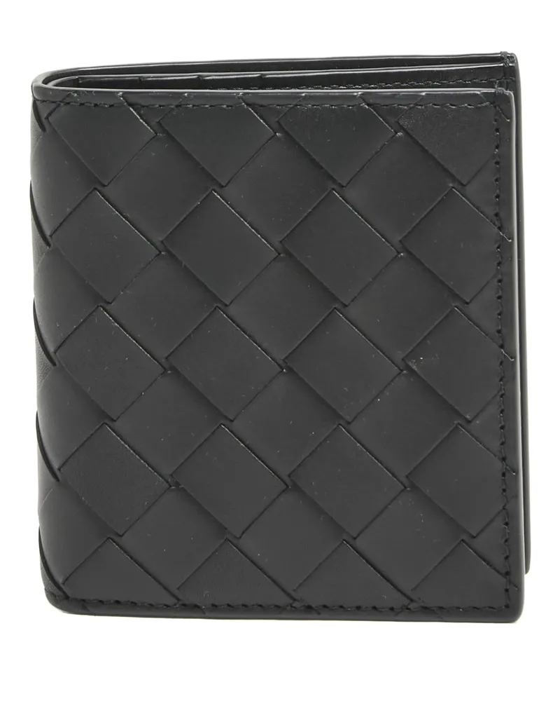 Bottega Veneta Schmale Brieftasche mit zwei Fächern Intrecciato Black