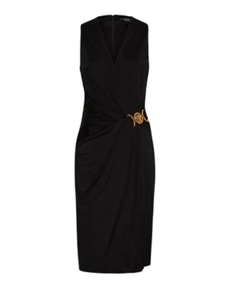 Versace Drapiertes halblanges Kleid Black