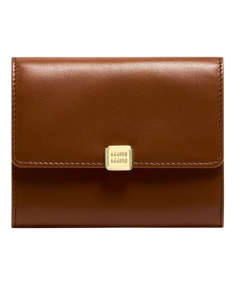 Miu Miu Kleine Brieftasche aus Nappaleder Brown