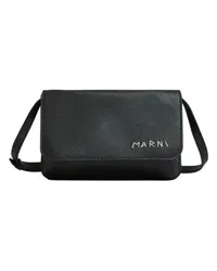 Marni Schultertasche mit Marni-Flickenlogo Black