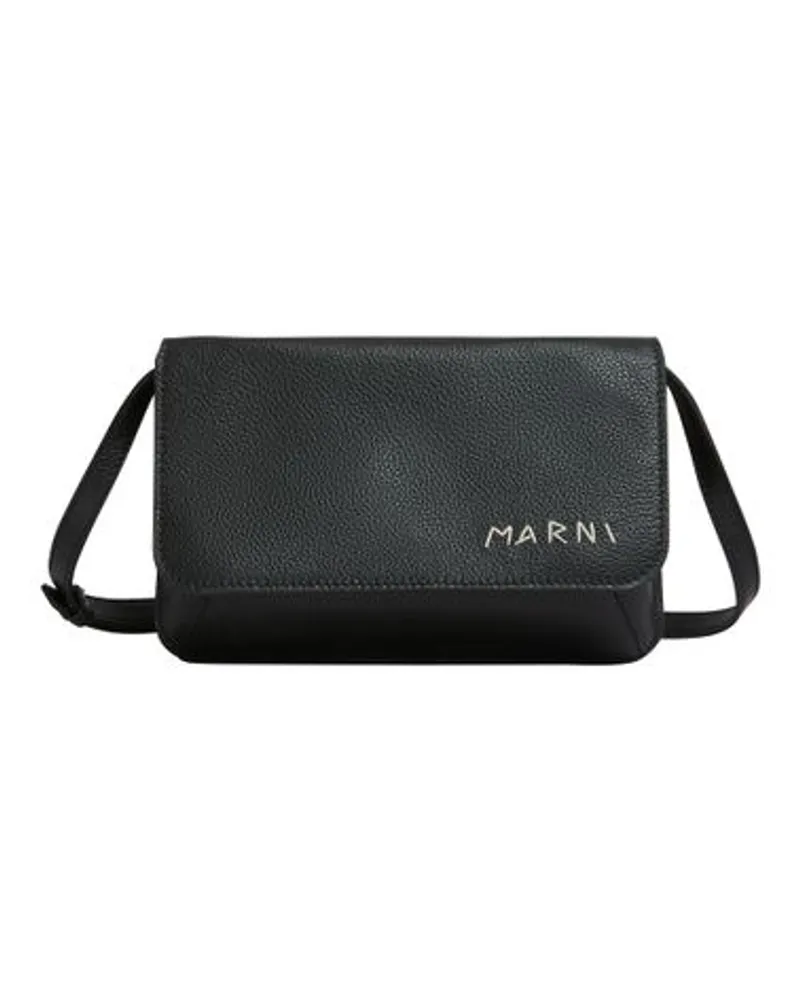 Marni Schultertasche mit Marni-Flickenlogo Black