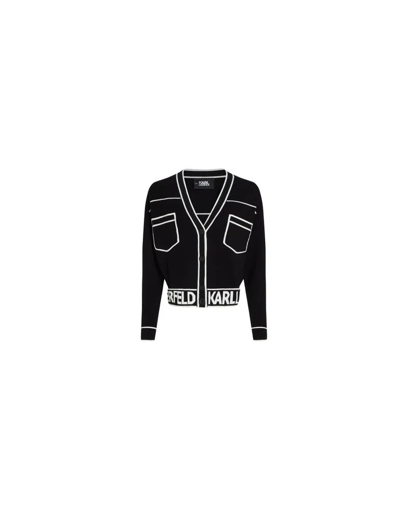 Karl Lagerfeld Kurzer Cardigan mit Karl-Logo Black