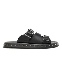 Alexander McQueen Flache Ledersandalen Black