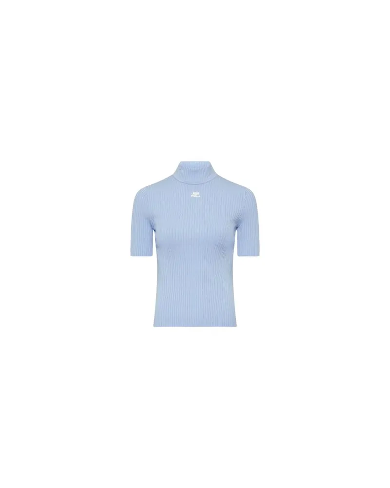 Courrèges Kurzärmeliger Pullover Blue