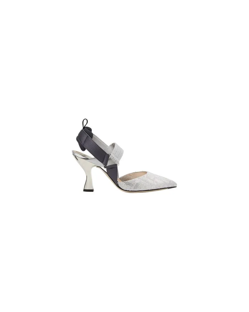 Fendi Slingback mit hohem Absatz Silver