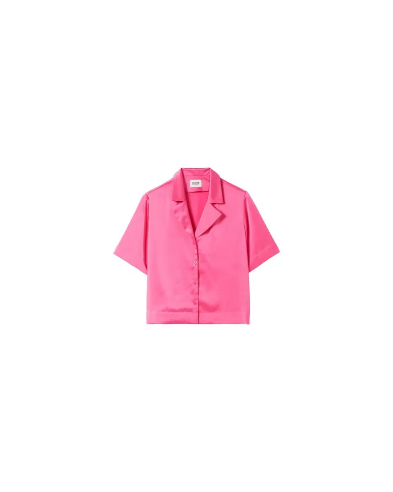 Claudie Pierlot FlieÃende, kurzÃ¤rmelige Hemdbluse Pink