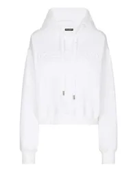 Dolce & Gabbana Jersey-Hoodie mit geprägtem Logo White