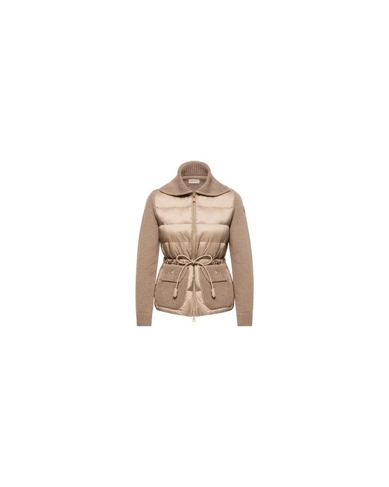 Moncler Jacke aus zwei Materialien mit Reißverschluss Beige