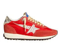 Sneakers Marathon mit rotem Nylon-Obermaterial und silbernem Stern