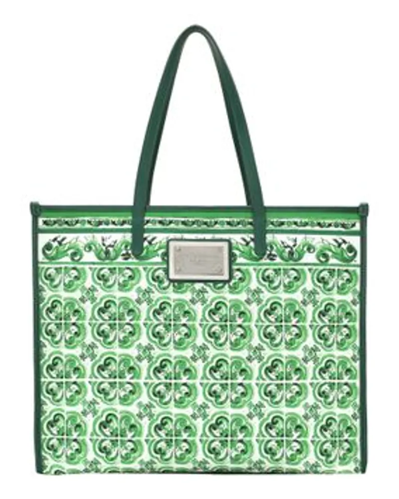 Dolce & Gabbana Großer Shopper mit Majolika-Print Multicolor