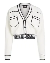 Karl Lagerfeld Kurzer Cardigan mit Karl-Logo White