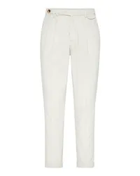 Brunello Cucinelli Hose in Leisure Fit mit doppelten Bundfalten White