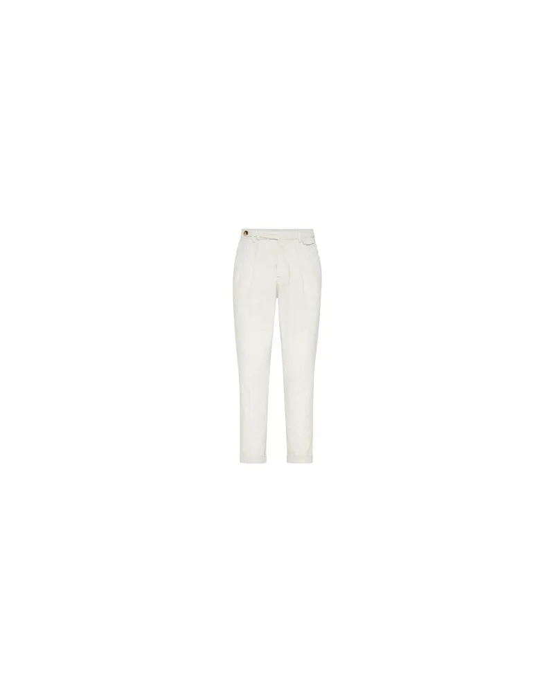 Brunello Cucinelli Hose in Leisure Fit mit doppelten Bundfalten White