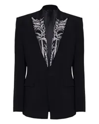 Balmain Blazer mit Kragen und Bambus-Stickerei Black