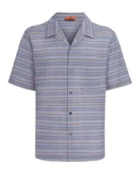 Missoni Kurzärmeliges Bowlinghemd mit Zickzackmuster Blue