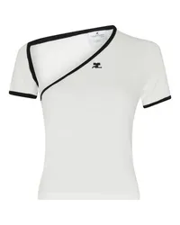 Courrèges Kurzarm-T-Shirt mit Kontrastdetails Slash White