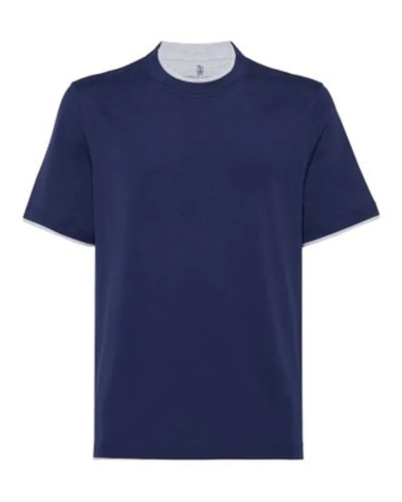 Brunello Cucinelli T-Shirt mit Faux-Layering Blue