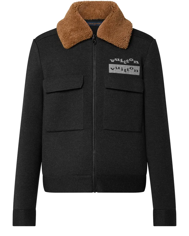 Louis Vuitton Blouson aus Strick mit Kragen aus Lammfell 