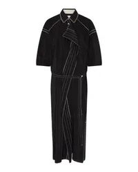 Christophe Lemaire Besticktes asymmetrisches Hemdkleid Black