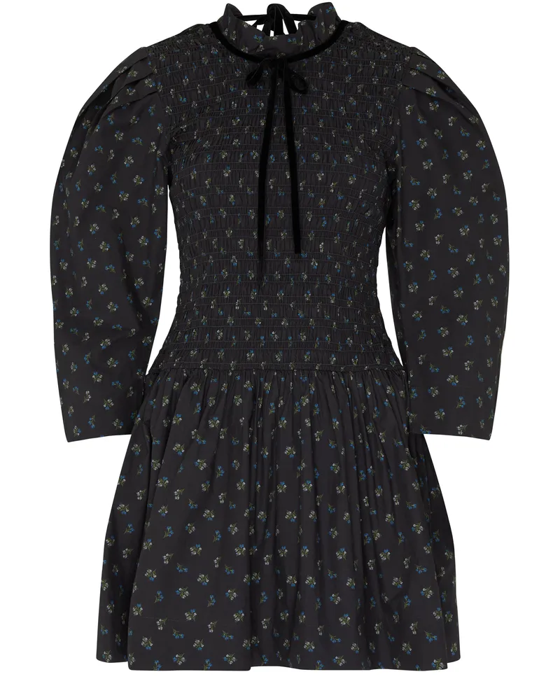 Ganni Mini-Smockkleid aus bedruckter Baumwolle 