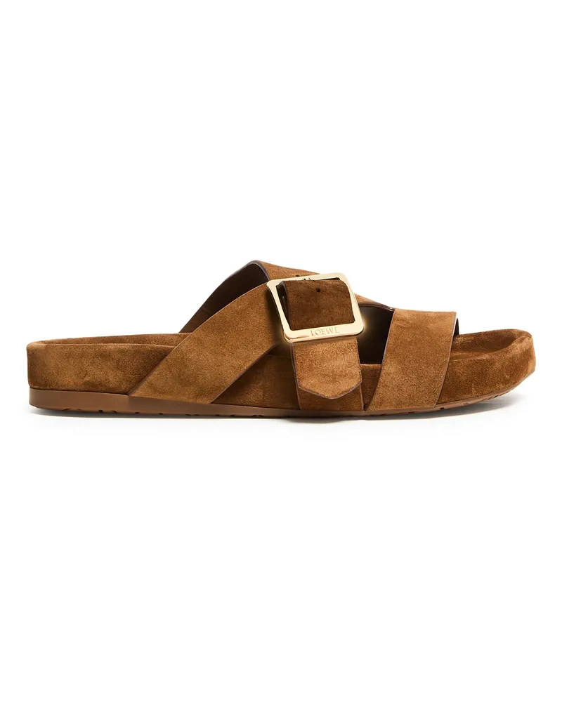Loewe Slides Ease aus Kalbsveloursleder mit Schnalle 