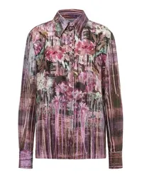 Alberta Ferretti Habotai-Shirt mit Dripping-Roses-Print Purple