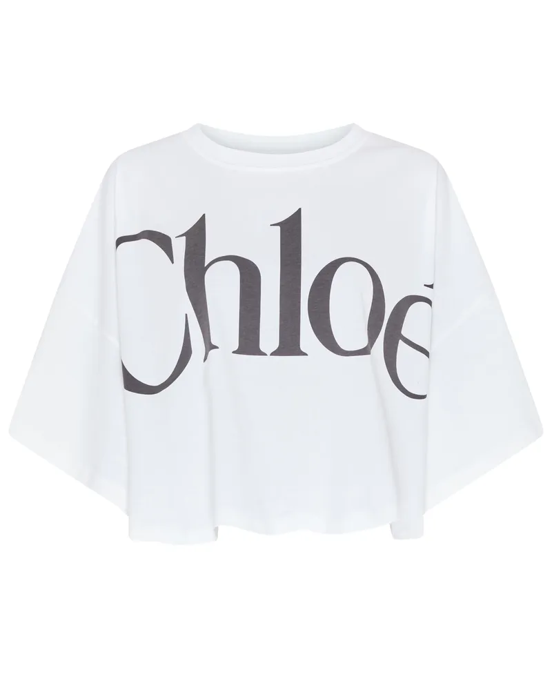 Chloé Kurzes, gerade geschnittenes T-Shirt aus Baumwolle mit Logo 