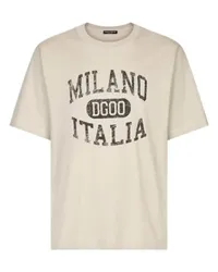 Dolce & Gabbana Baumwoll-T-Shirt mit Logo-Print DG Beige