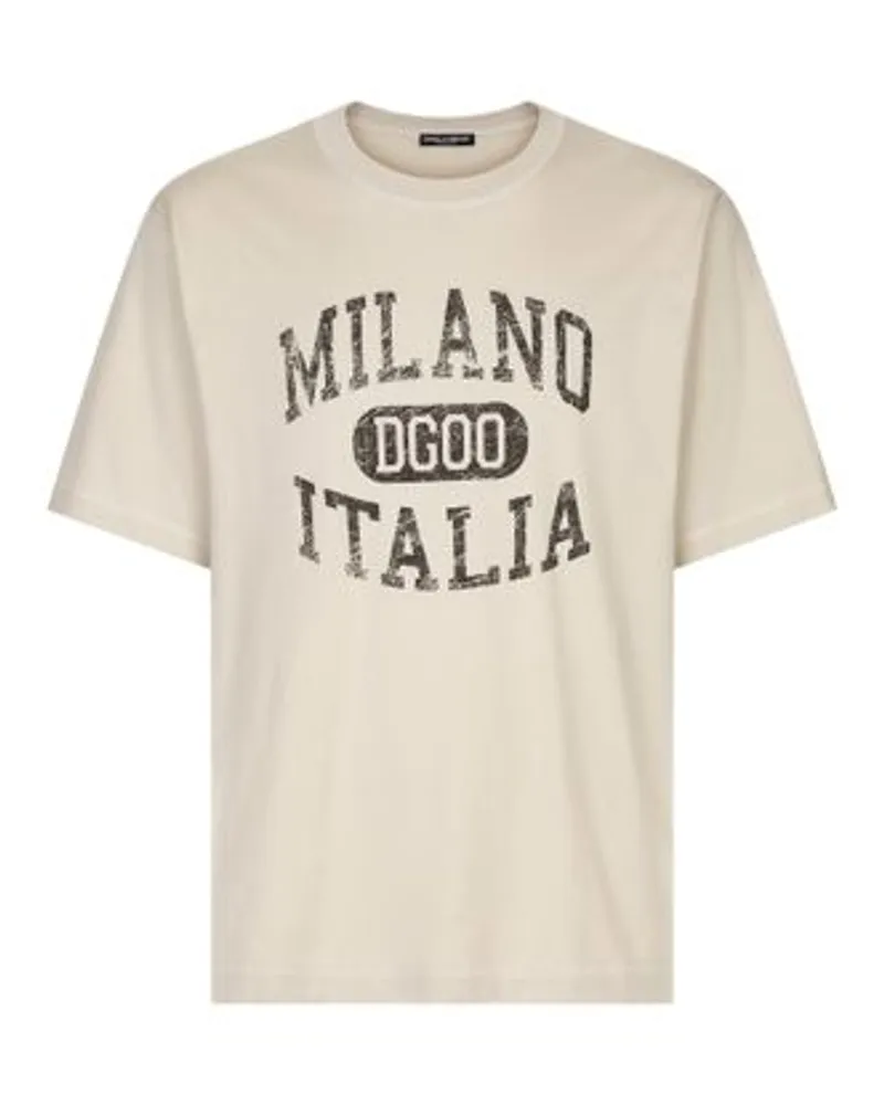 Dolce & Gabbana Baumwoll-T-Shirt mit Logo-Print DG Beige