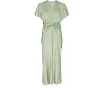 Gerafftes Midikleid mit V-Ausschnitt