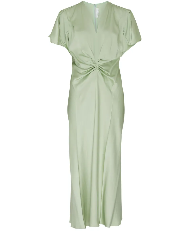 Victoria Beckham Gerafftes Midikleid mit V-Ausschnitt 